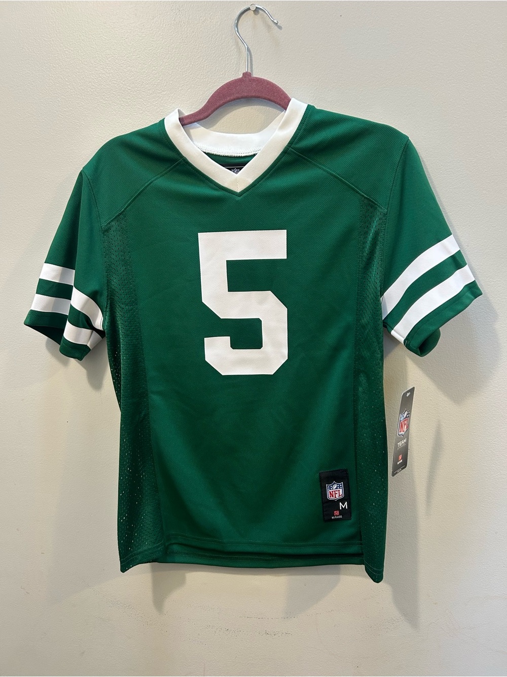 Green NFL Number 5 Football Jersey Youth Medium